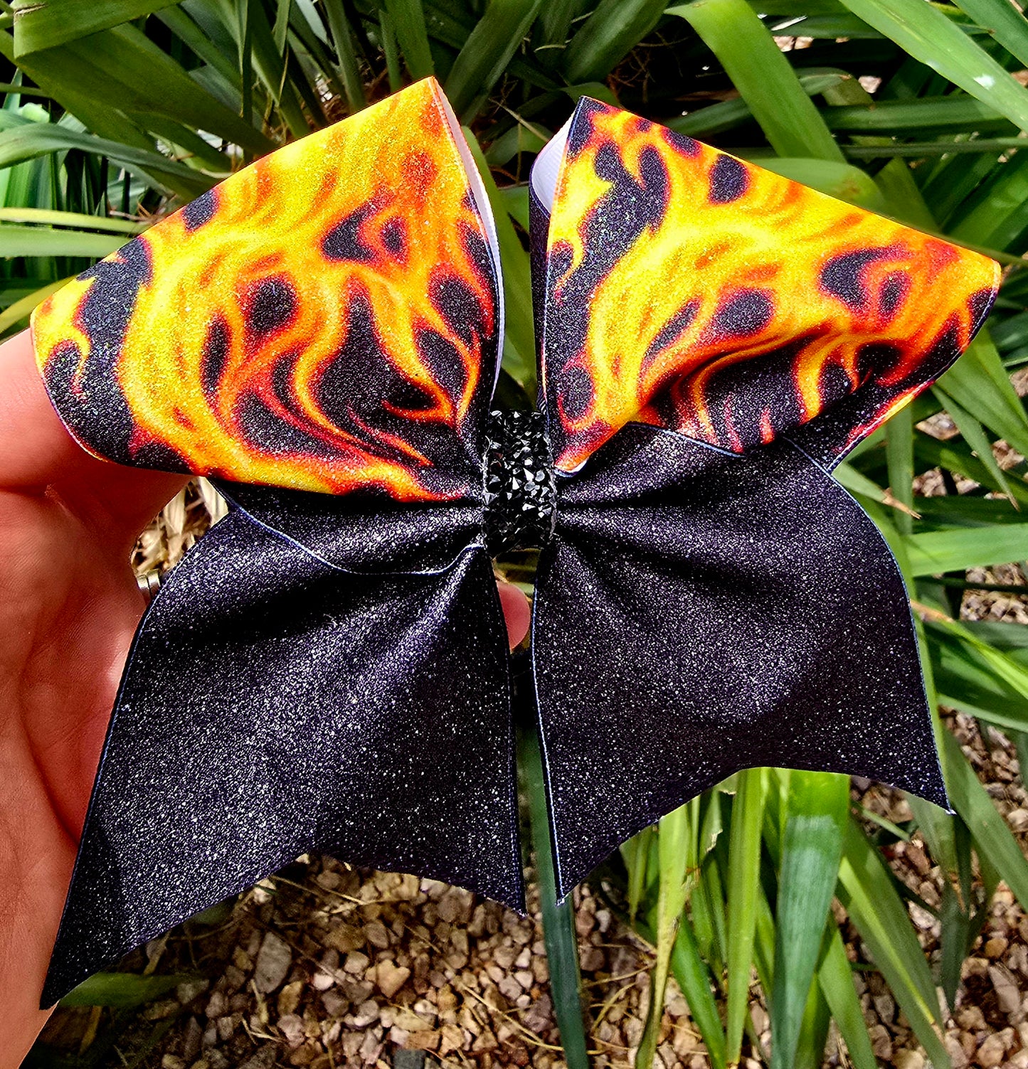 Black Flame cheer bow